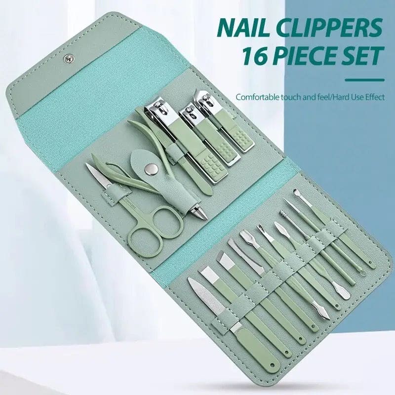 Set Of 16 Nail Clipper, Stainless Steel Manicure Kit With Folding Bag, Professional Pedicure Beauty Tools Set, Cuticle Trimmer Manicure Scissors Nail Care Ingrown Toenail Removal Clippers, Foot Care Tool Nail Clippers Kit Set Of 16 Nail Clipper, Stainless Steel Manicure Kit With Folding Bag, Professional Pedicure Beauty Tools Set, Cuticle Trimmer Manicure Scissors Nail Care Ingrown Toenail Removal Clippers, Foot Care Tool Nail Clippers Kit